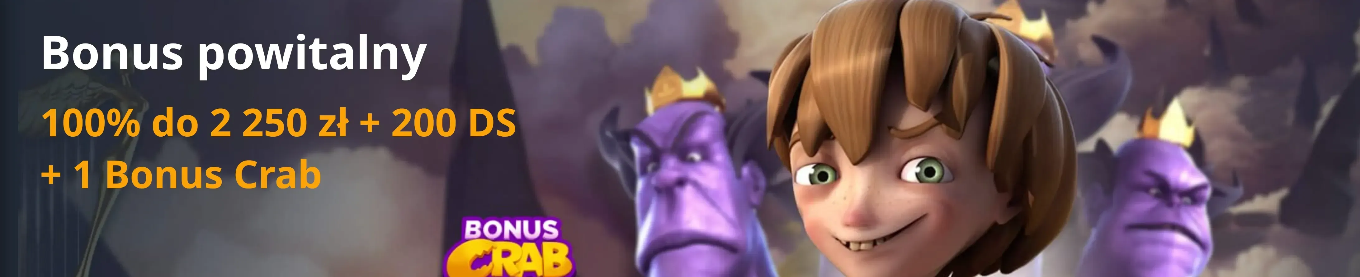 Baner promocyjny Buran Casino: 2250 PLN, 200 DS i Bonus Crab